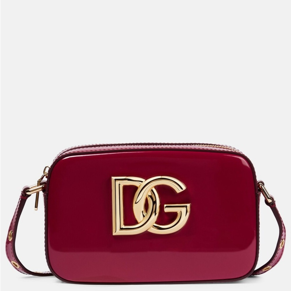 Dolce & Gabbana Red Patent Leather Crossbody Bag with Gold Logo